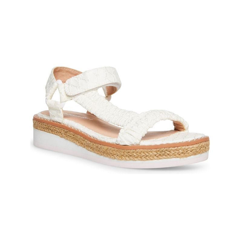Nwt Madden Girl Womens White At Straps Gigi Wedge Slingback Sandal 7 M